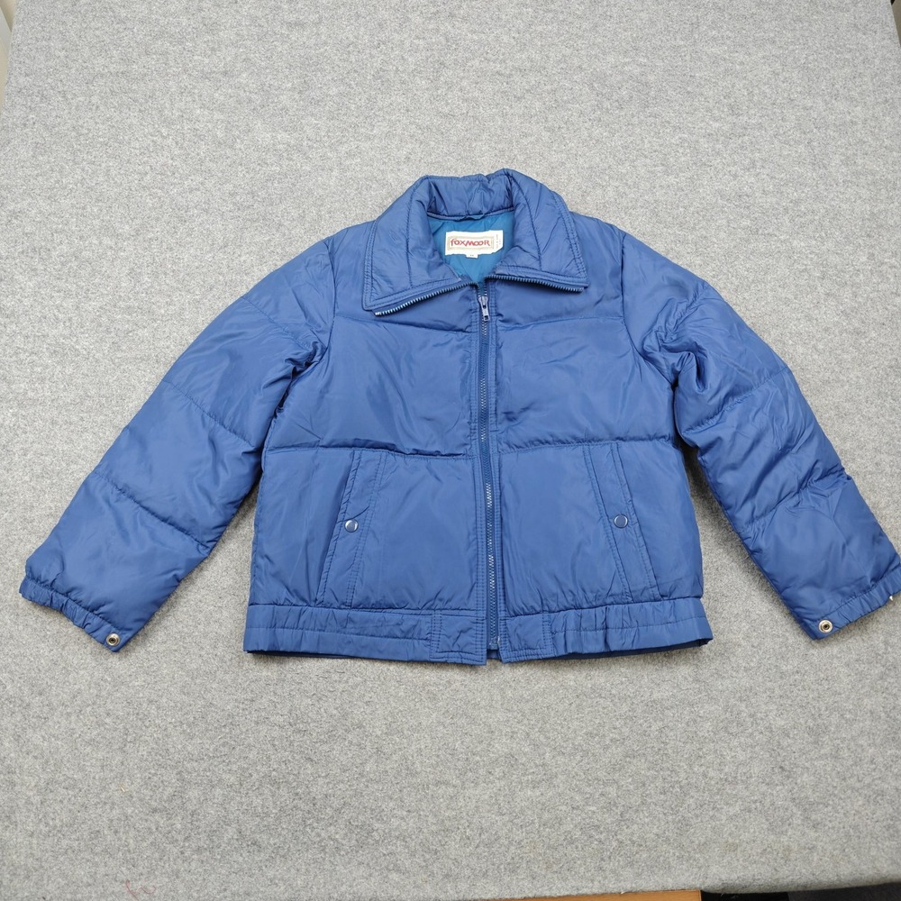 Vintage Foxmoor Jacket‎ Womens Medium Blue Nylon Down Puffer Full Zip Pockets